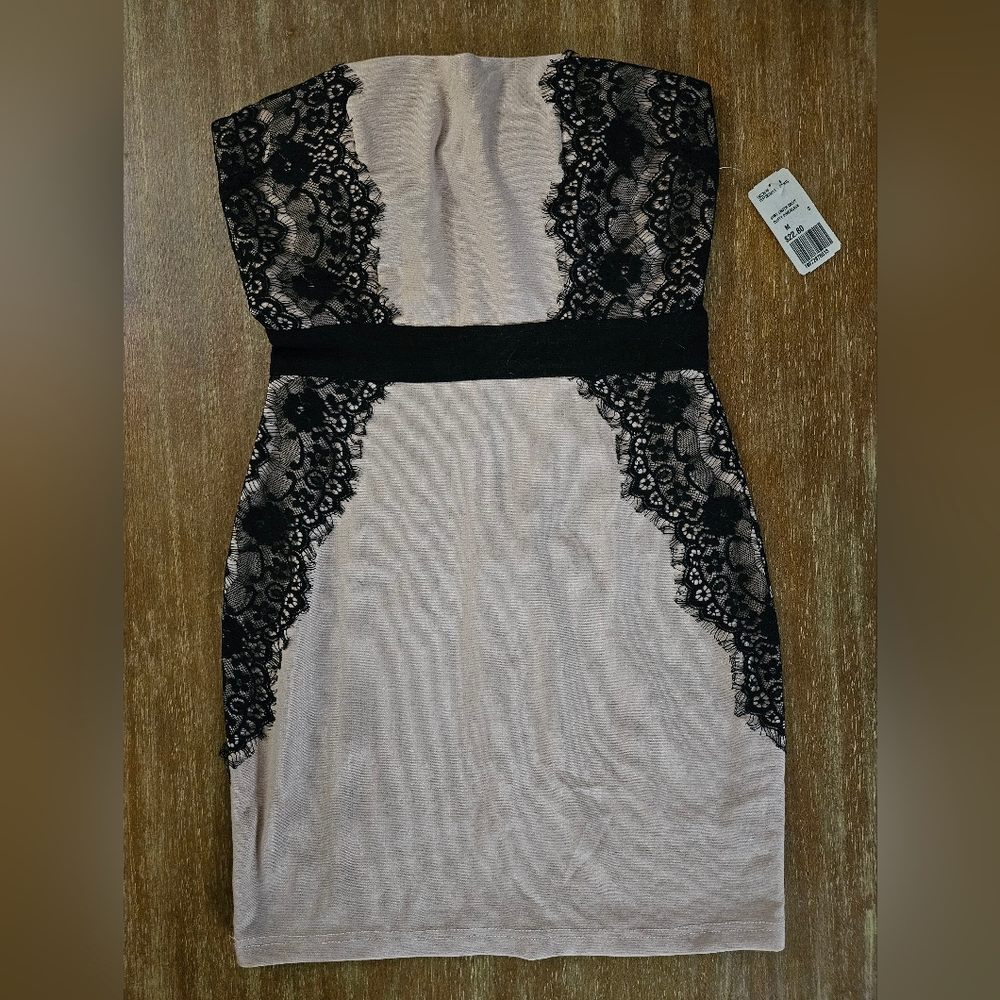 Blush Pink & Black Lace Mini Dress by Forever 21